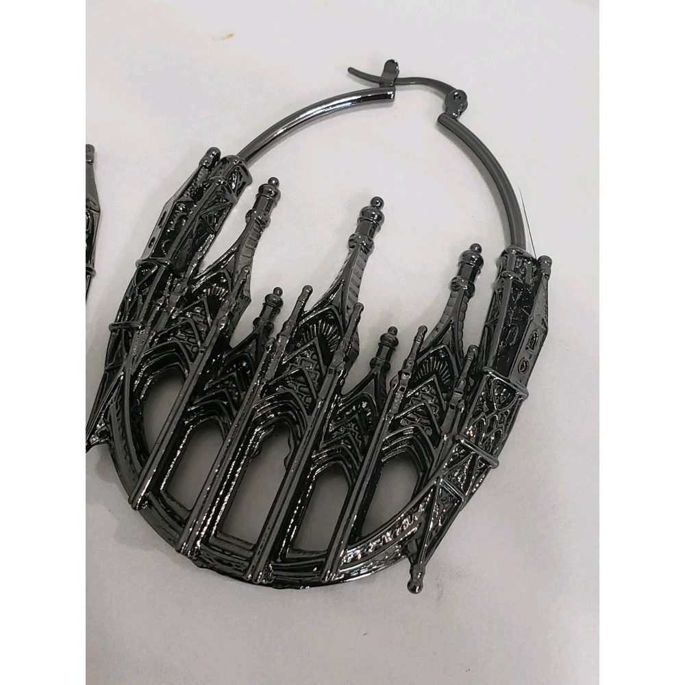 Killstar Eternal Chamber Earring Gunmetal Goth Alternative Cemetery Castle - Picture 2 of 4